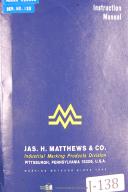 Jas H. Mathews-JAS H Matthews 6242, Motorized Offset Printer, Instructions & Parts Manual 1971-6242-01